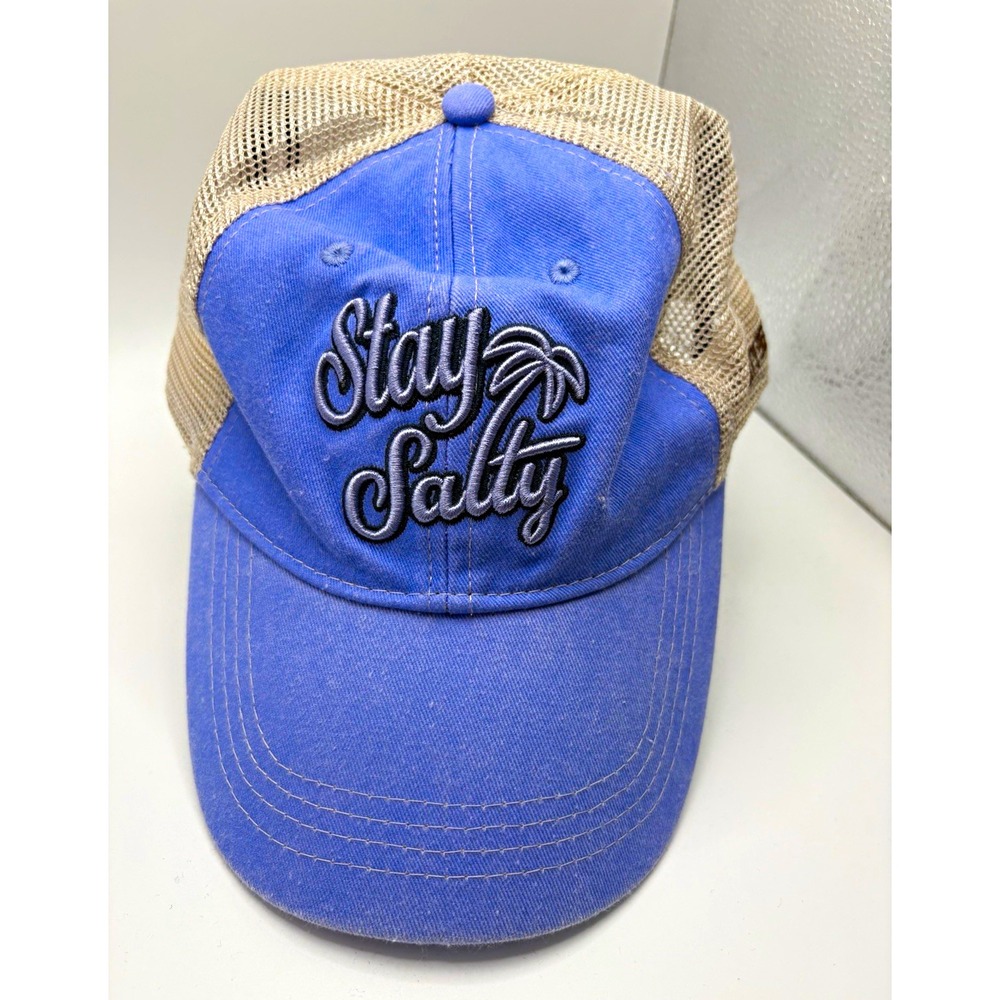 Panama City Beach FL Stay Salty Blue/Beige SnapBack Trucker Hat Cap Unisex